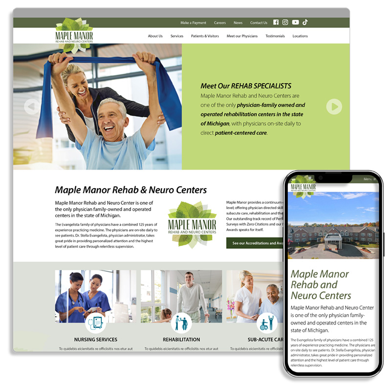 grigg digital Maple Manor Rehab and neuro centers Website image
